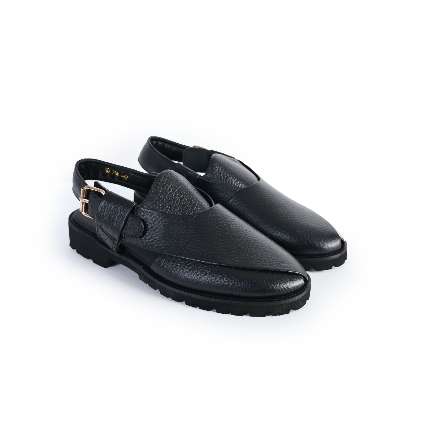 BLACK MILT LEATHER SANDAL