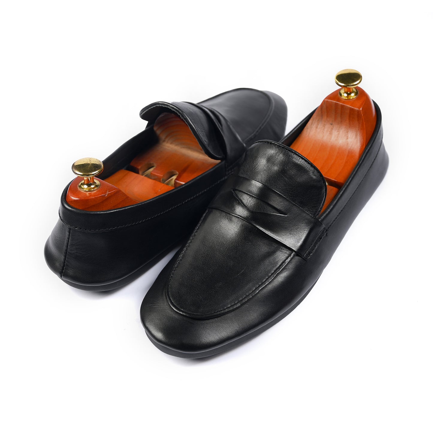 BLACK ANILINE LEATHER MOCCASIN