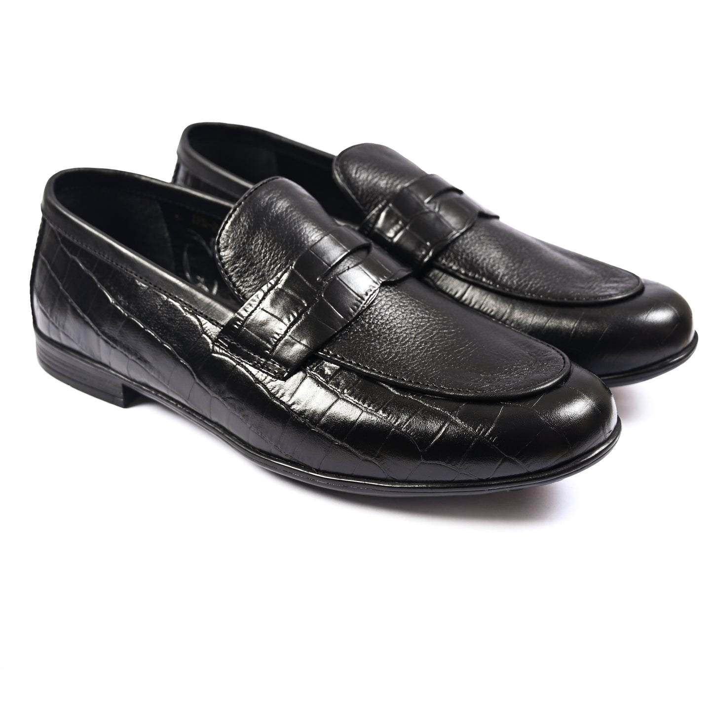 BLACK SPLIT LEATHER SHOES