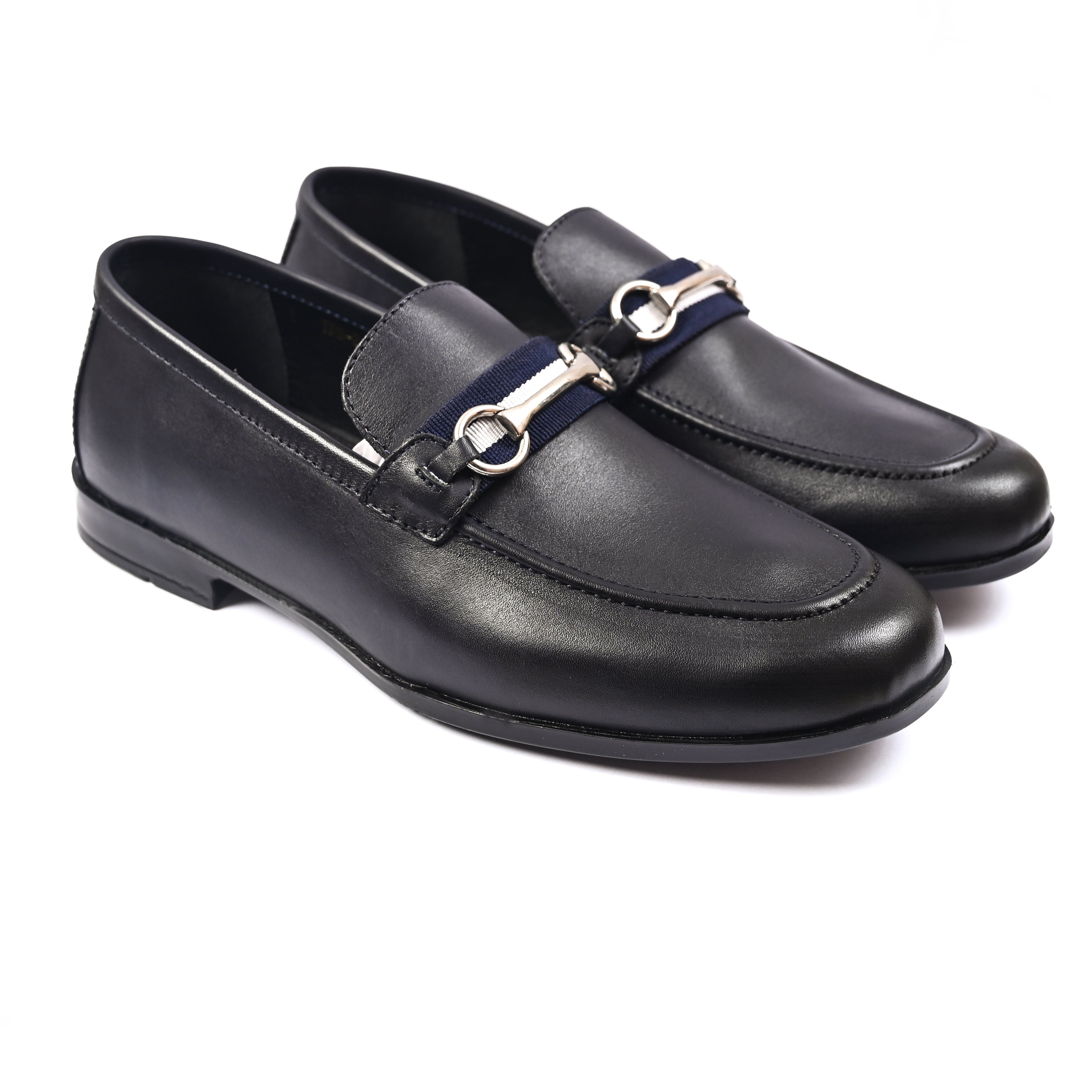 NAVY ANILINE LEATHER SHOES