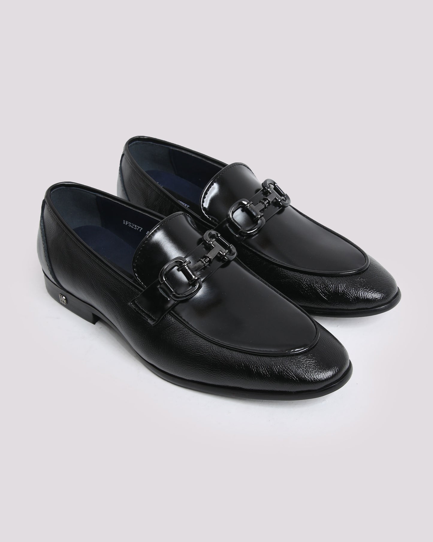 BLACK PATENT BUCKLE SHOES