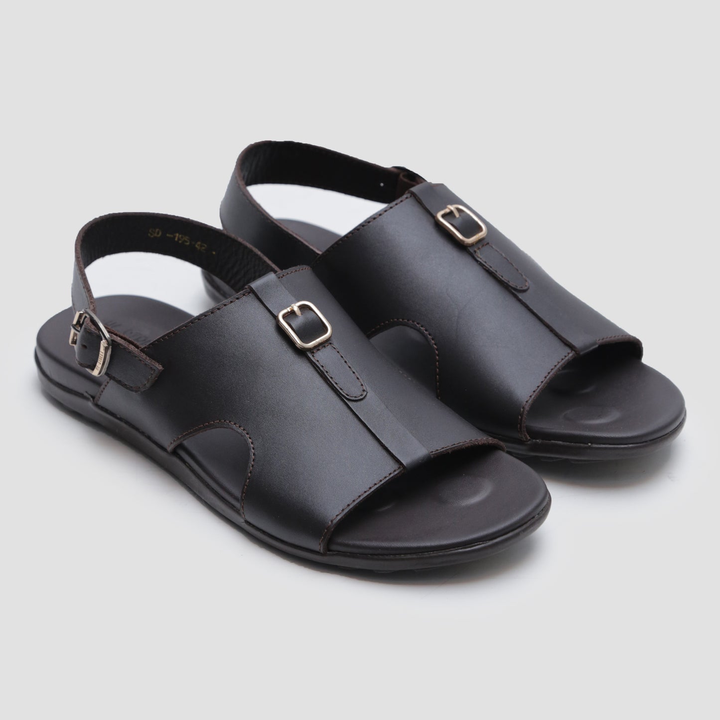 black leather flip flop