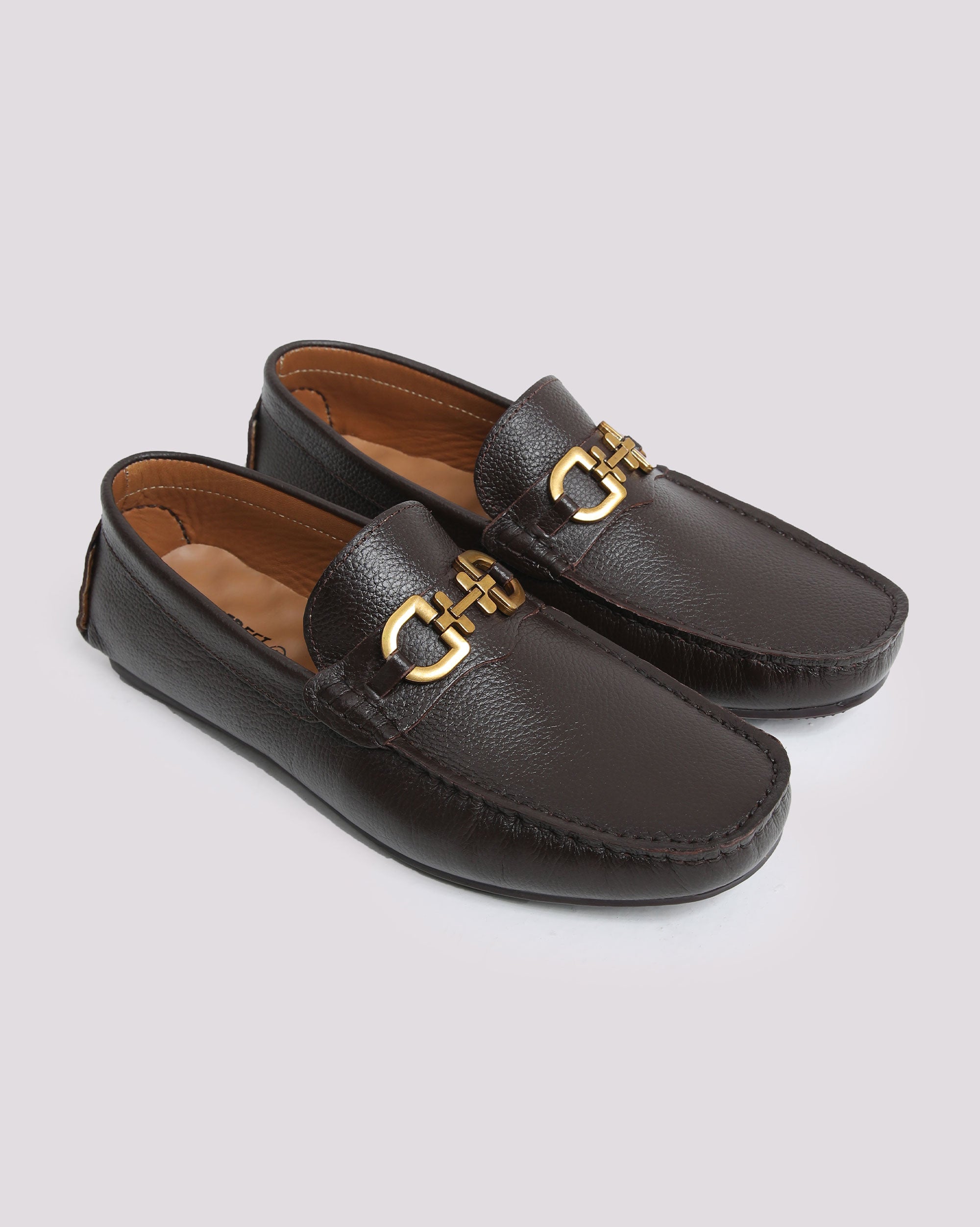 brown leather loafer shoes