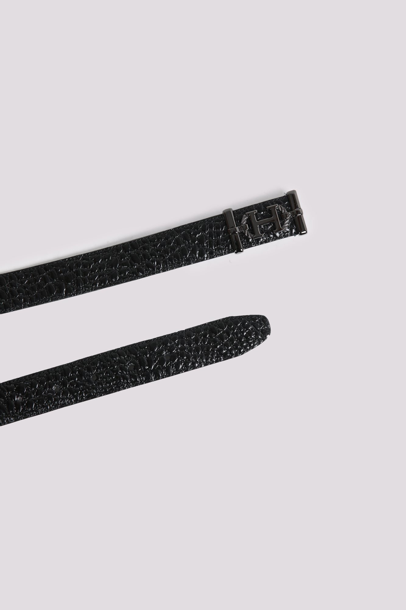 Classic Black Textured Leather Belt