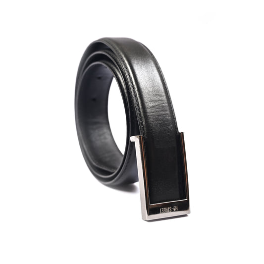 BLACK ANILINE LEATHER BELT