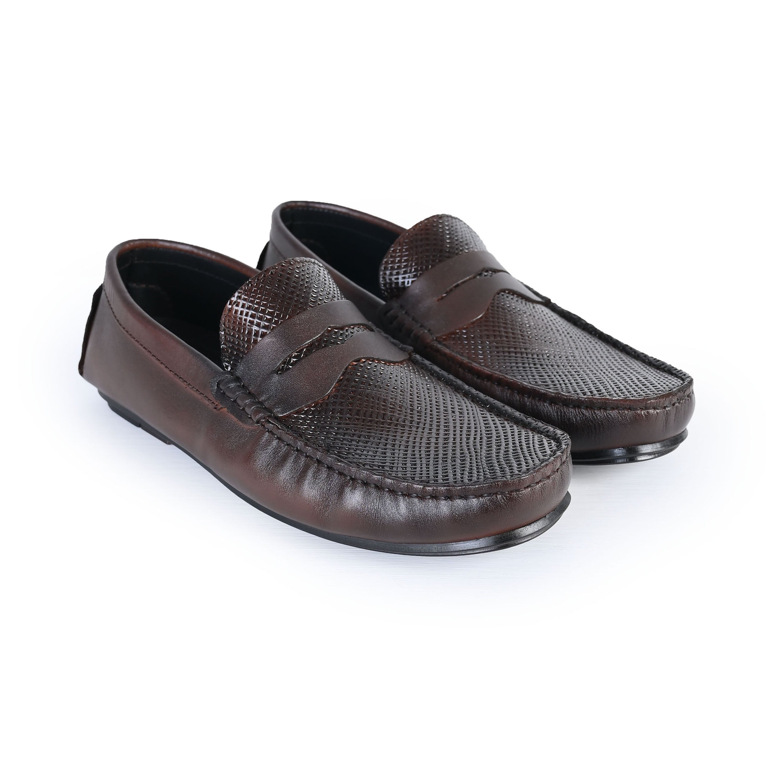 BROWN TEXTURED LEATHER SHOES