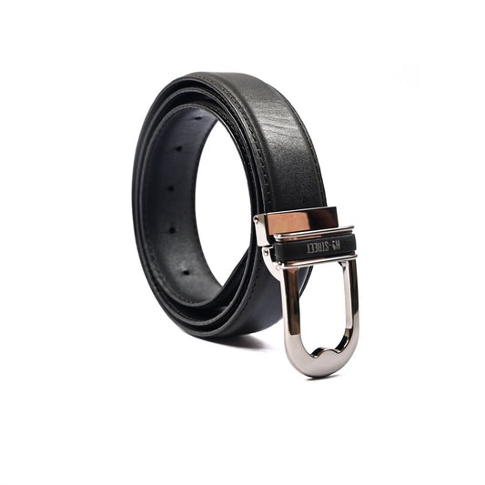BLACK ANILINE LEATHER BELT