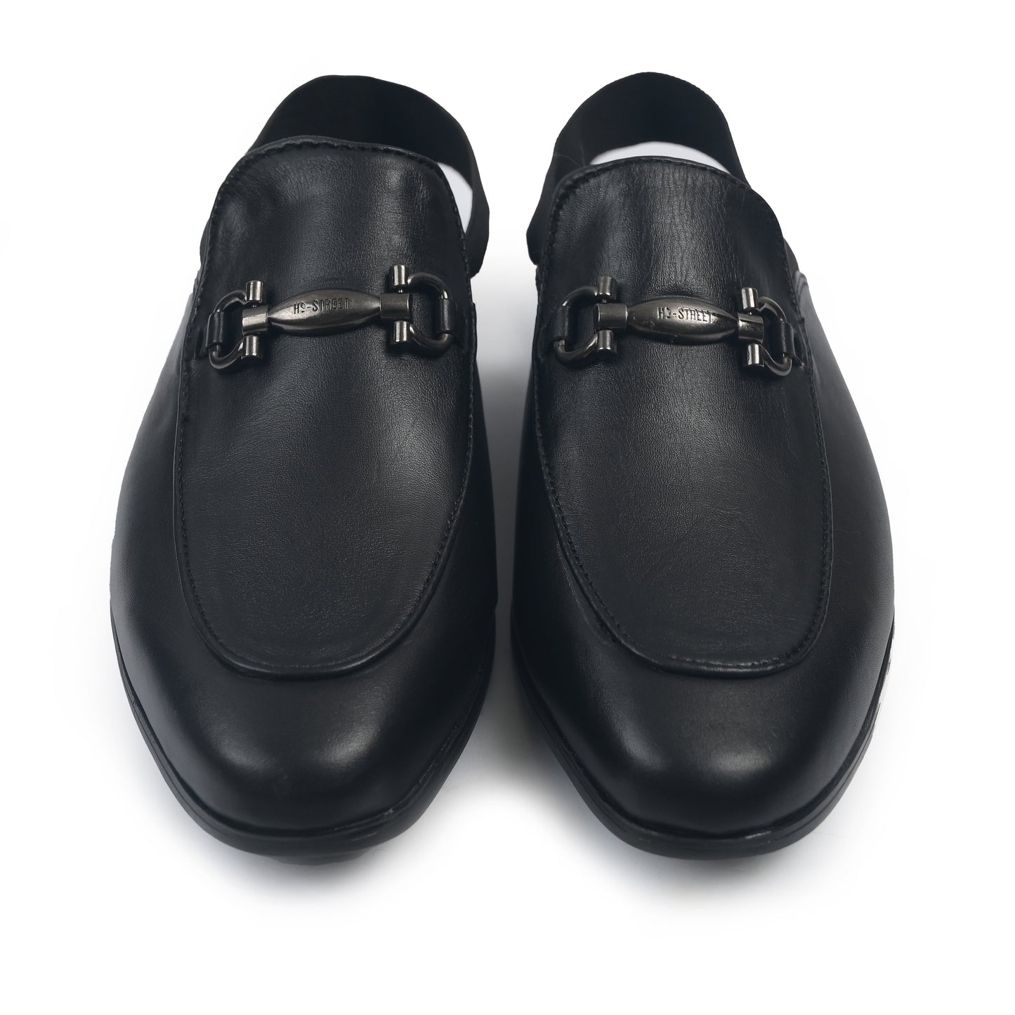 BLACK LEATHER BACKLESS MULE