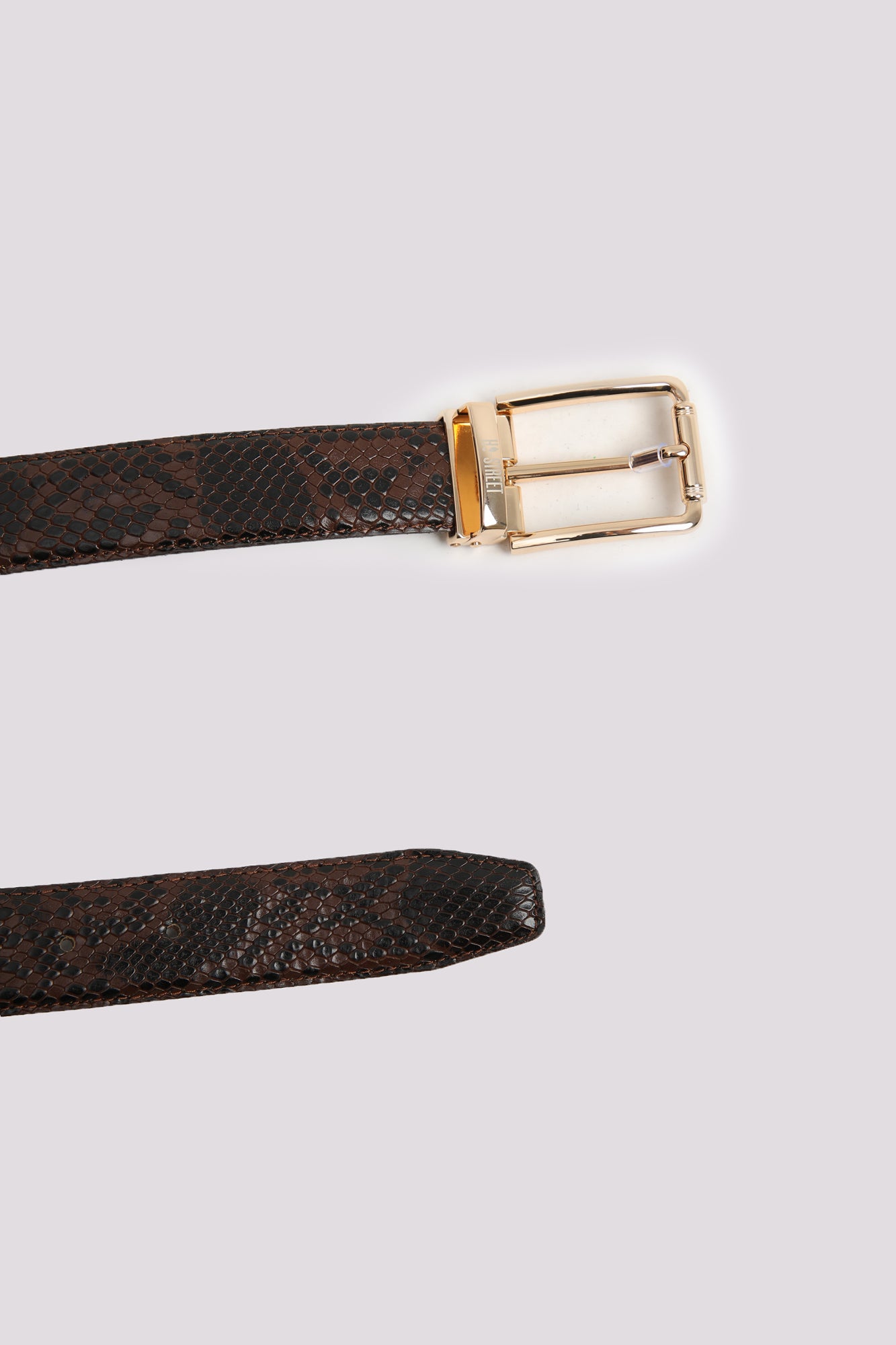 Brown Textured Leather Belt