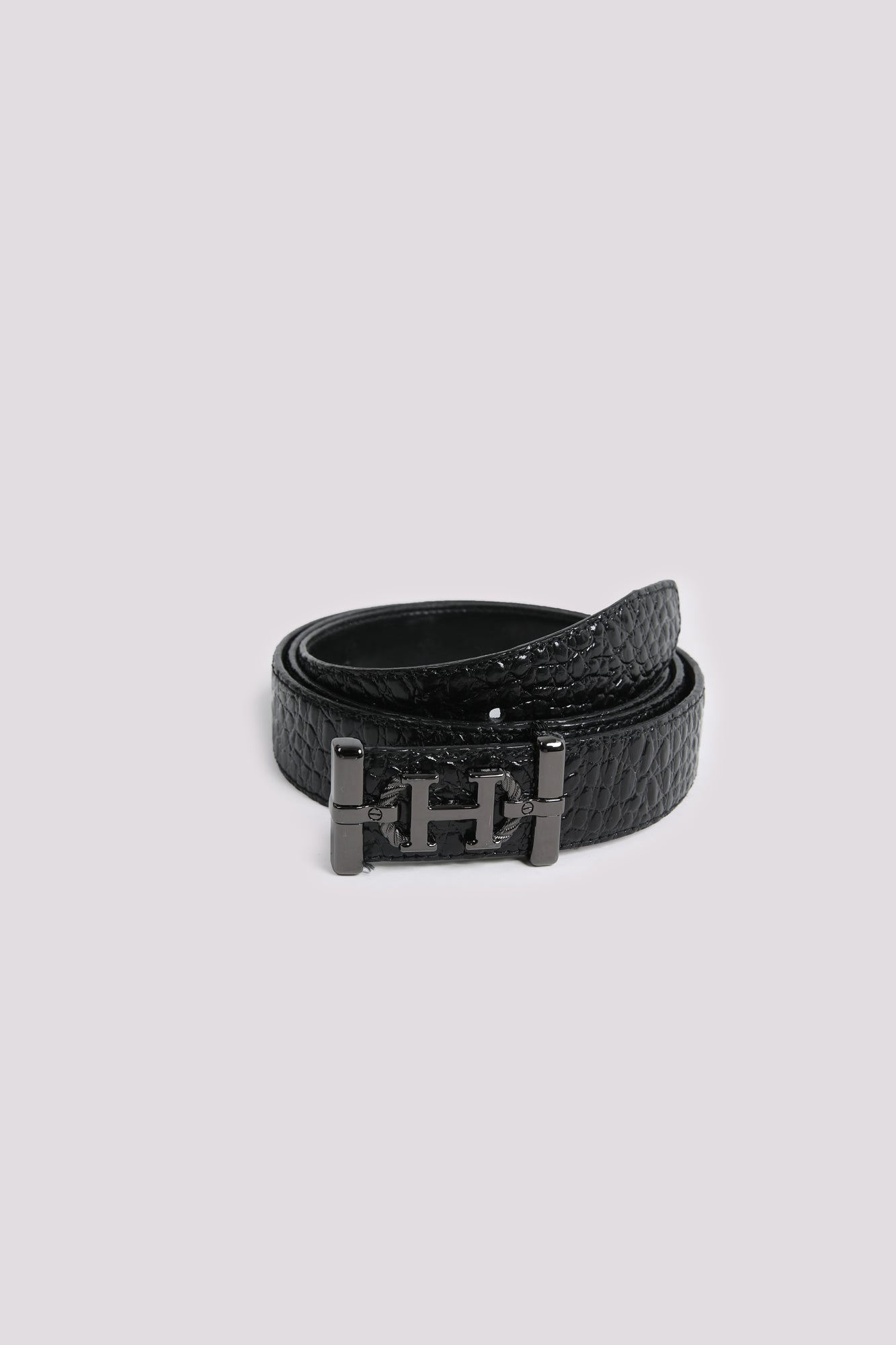 Classic Black Textured Leather Belt