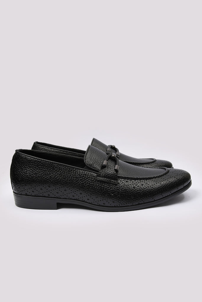 BLACK MILT LEATHER LOAFERS