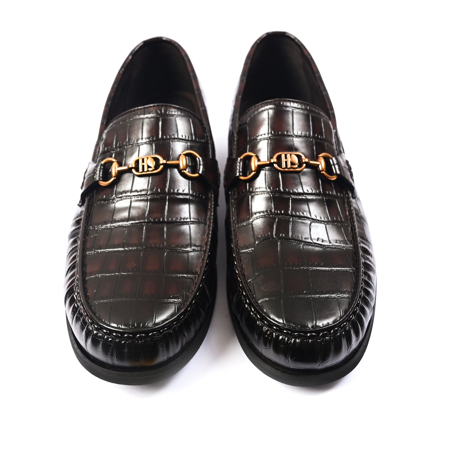 BROWN CROCO TEXTURED SHOES