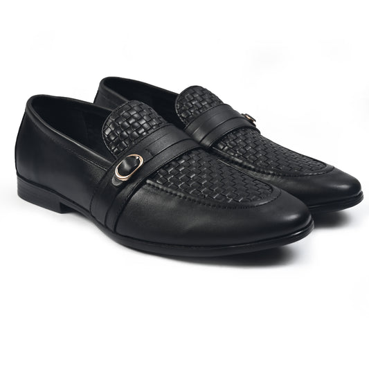 BLACK BRAIDED LEATHER SHOES