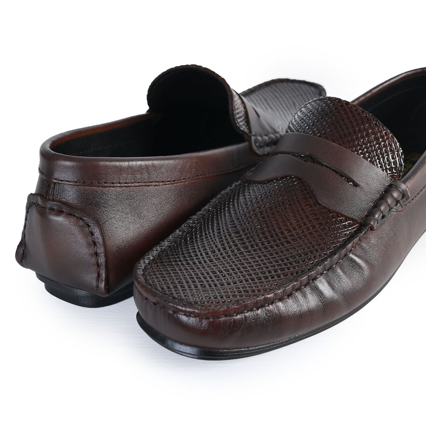 BROWN TEXTURED LEATHER SHOES