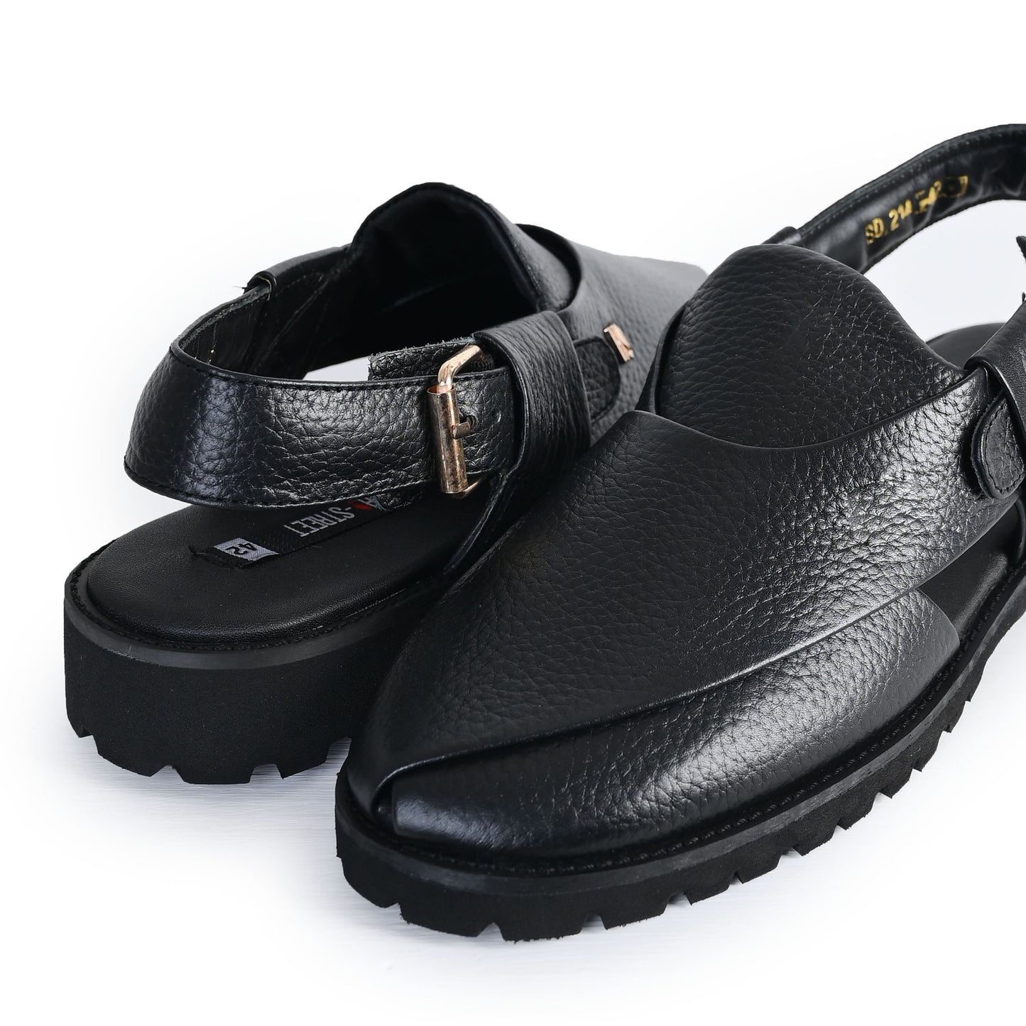 BLACK MILT LEATHER SANDAL
