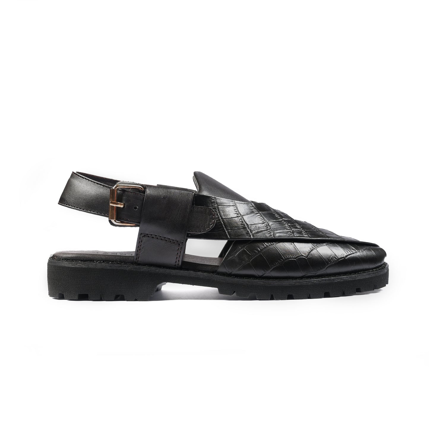 CROCO TEXTURED LEATHER SANDAL