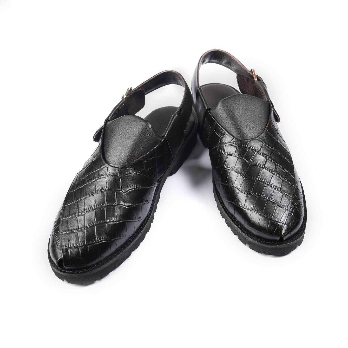 CROCO TEXTURED LEATHER SANDAL