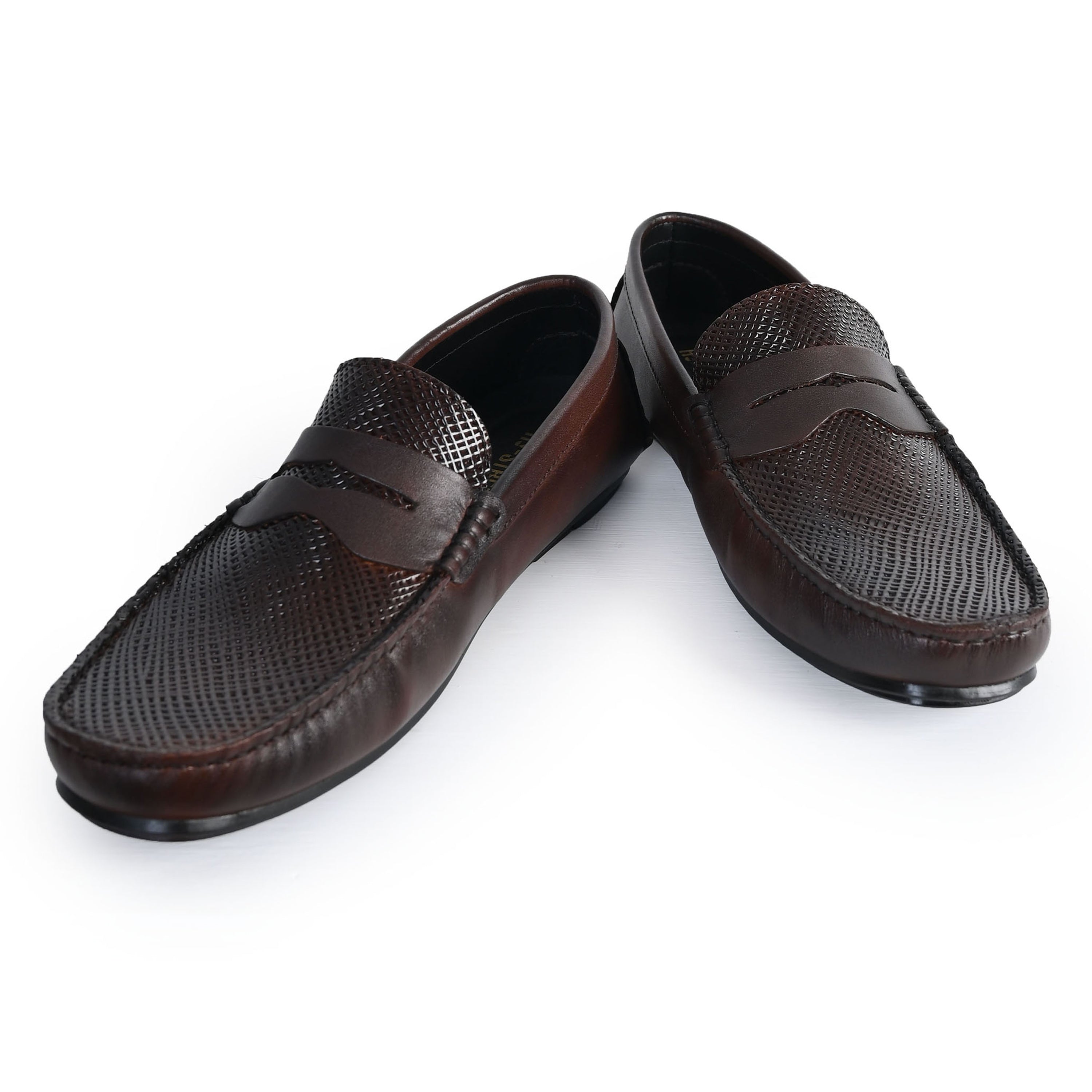 BROWN TEXTURED LEATHER SHOES