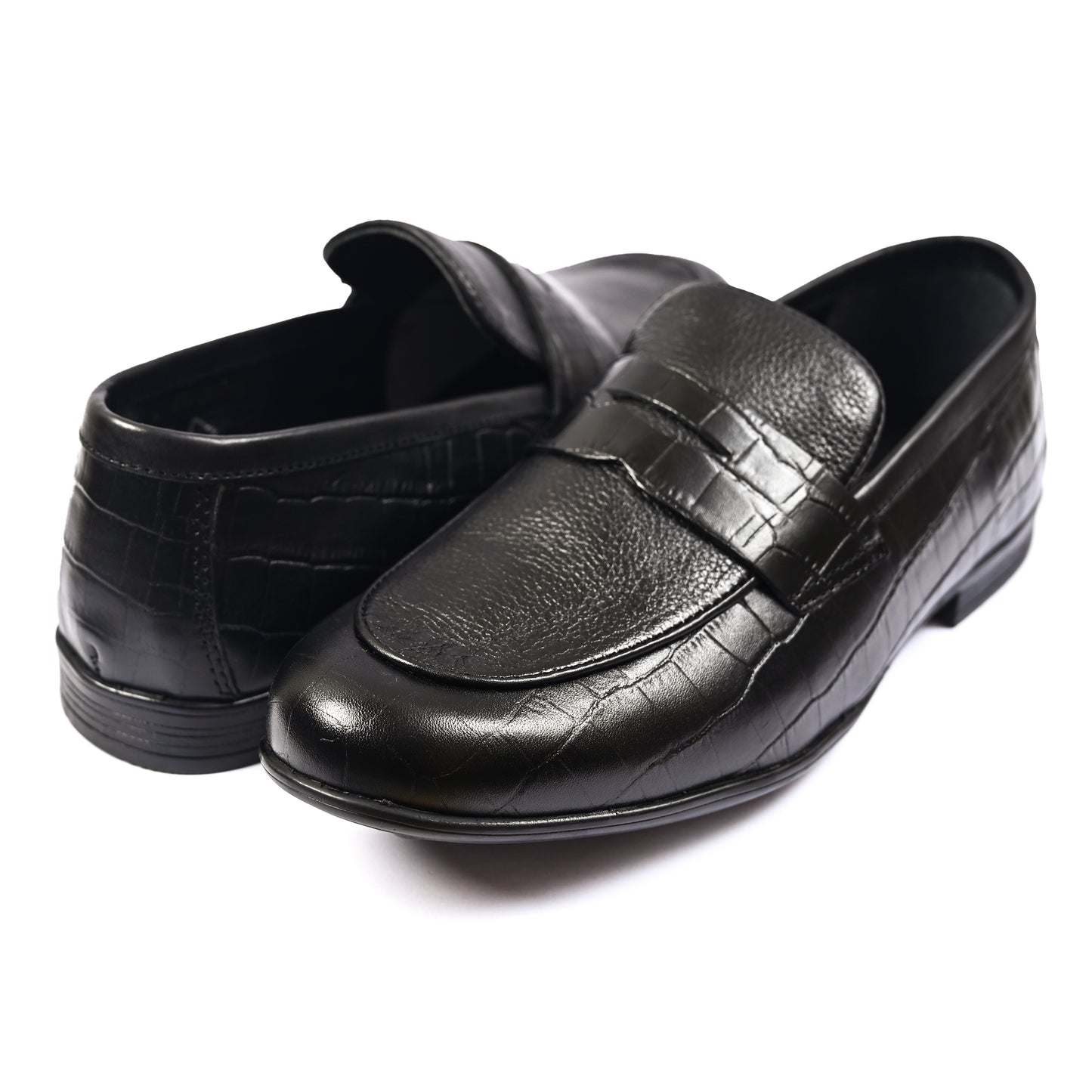 BLACK SPLIT LEATHER SHOES