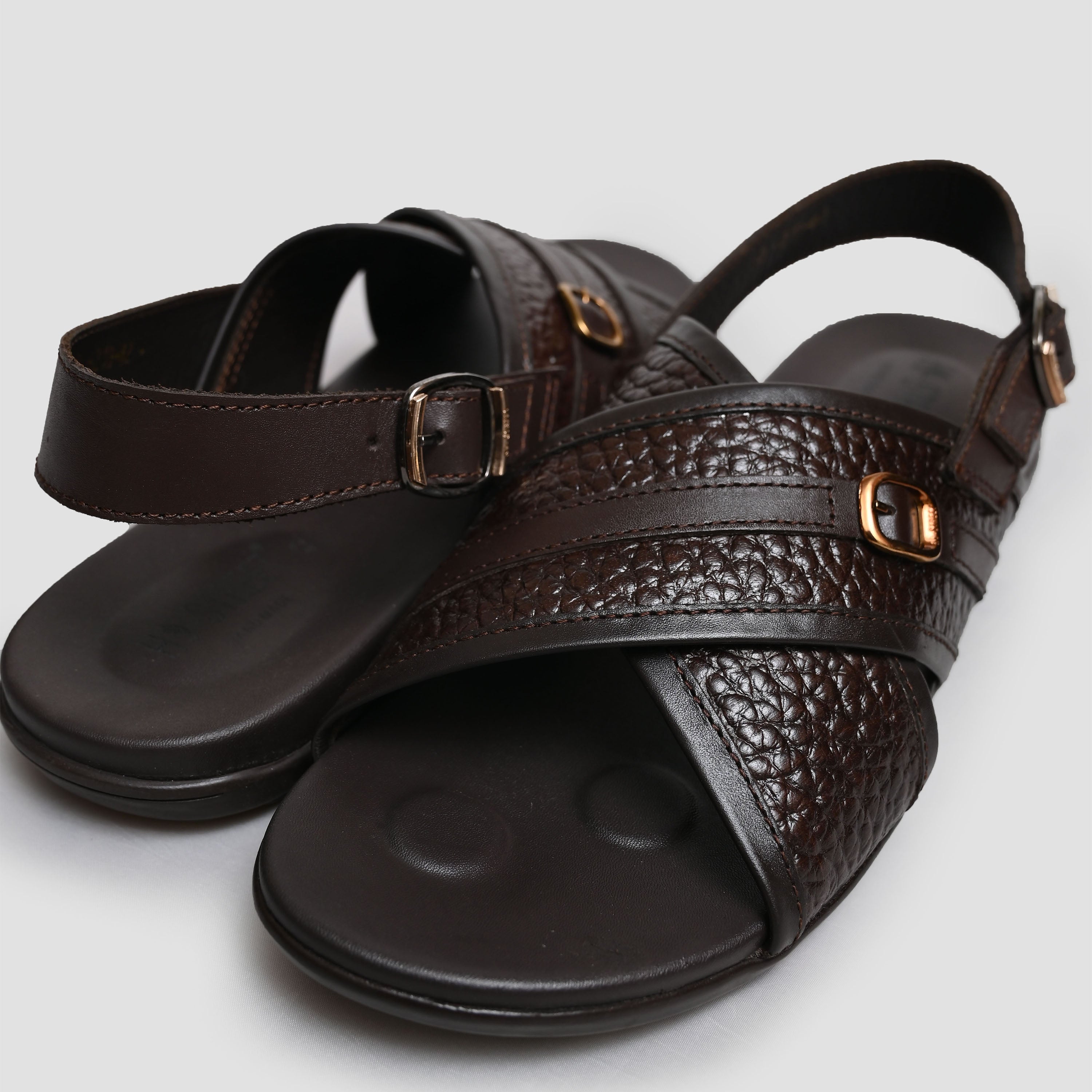 soft brown leather sandals