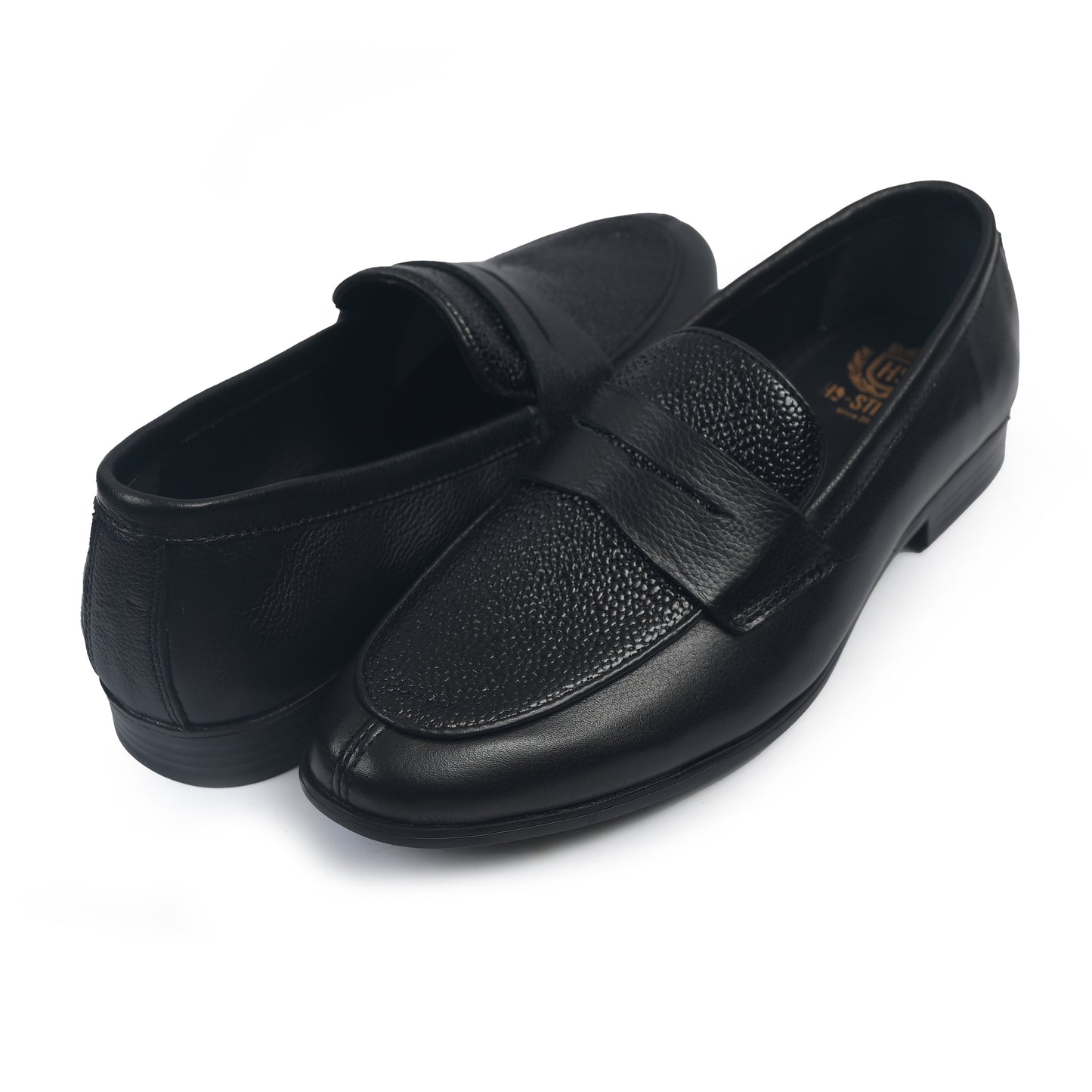 BLACK TEXTURED LEATHER SHOES