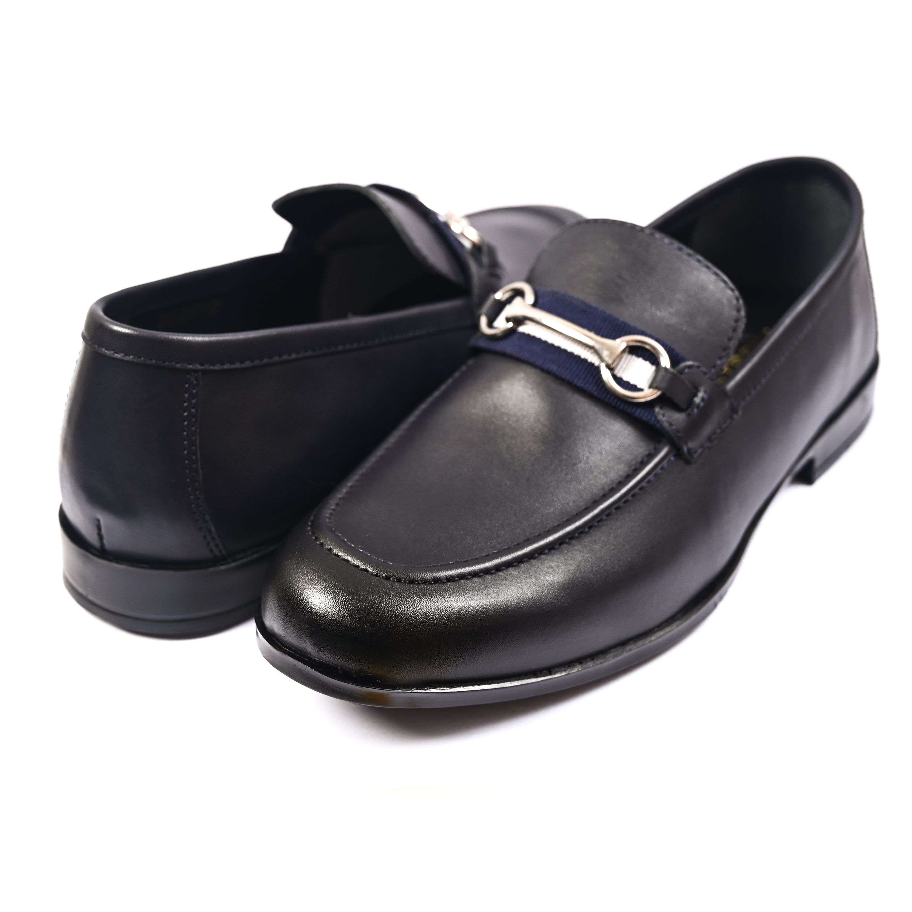 NAVY ANILINE LEATHER SHOES