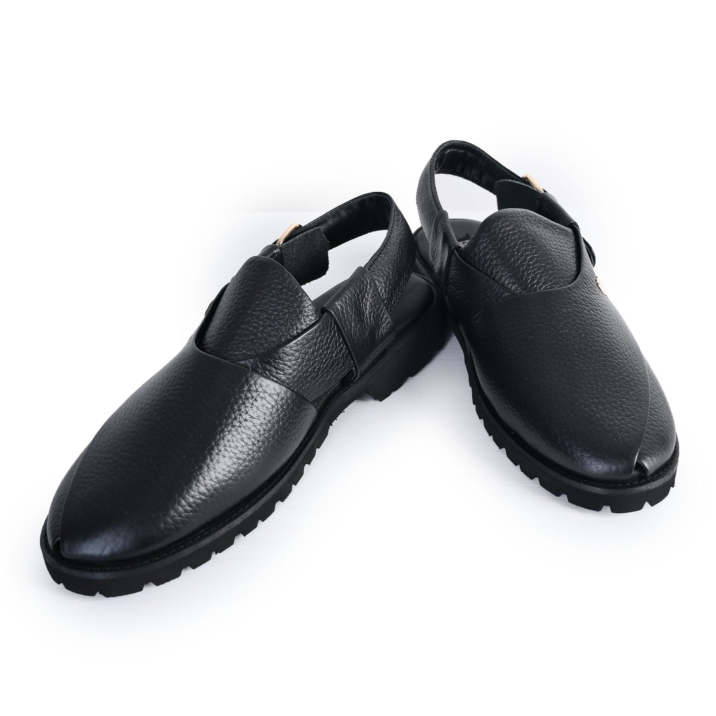 BLACK MILT LEATHER SANDAL