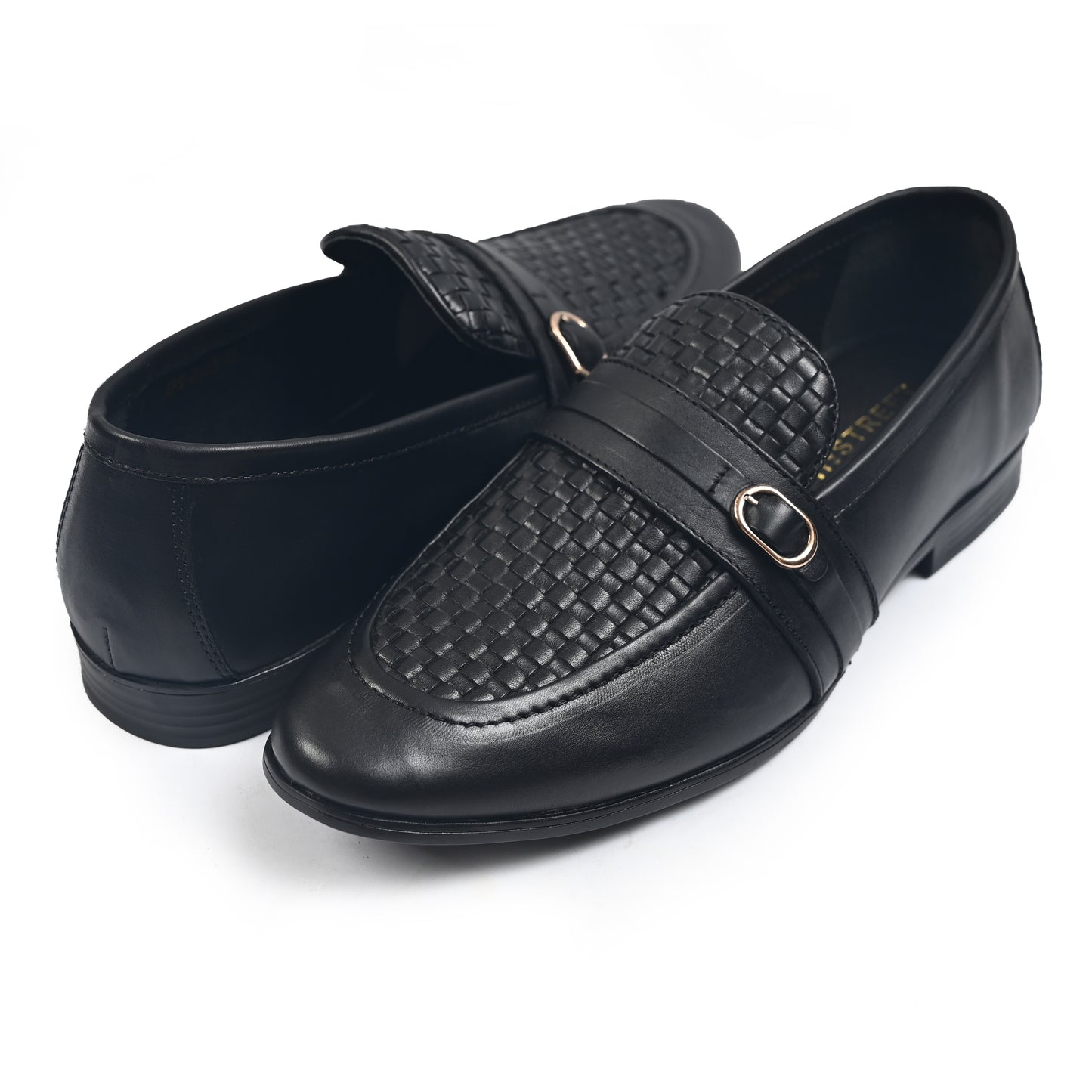 BLACK BRAIDED LEATHER SHOES