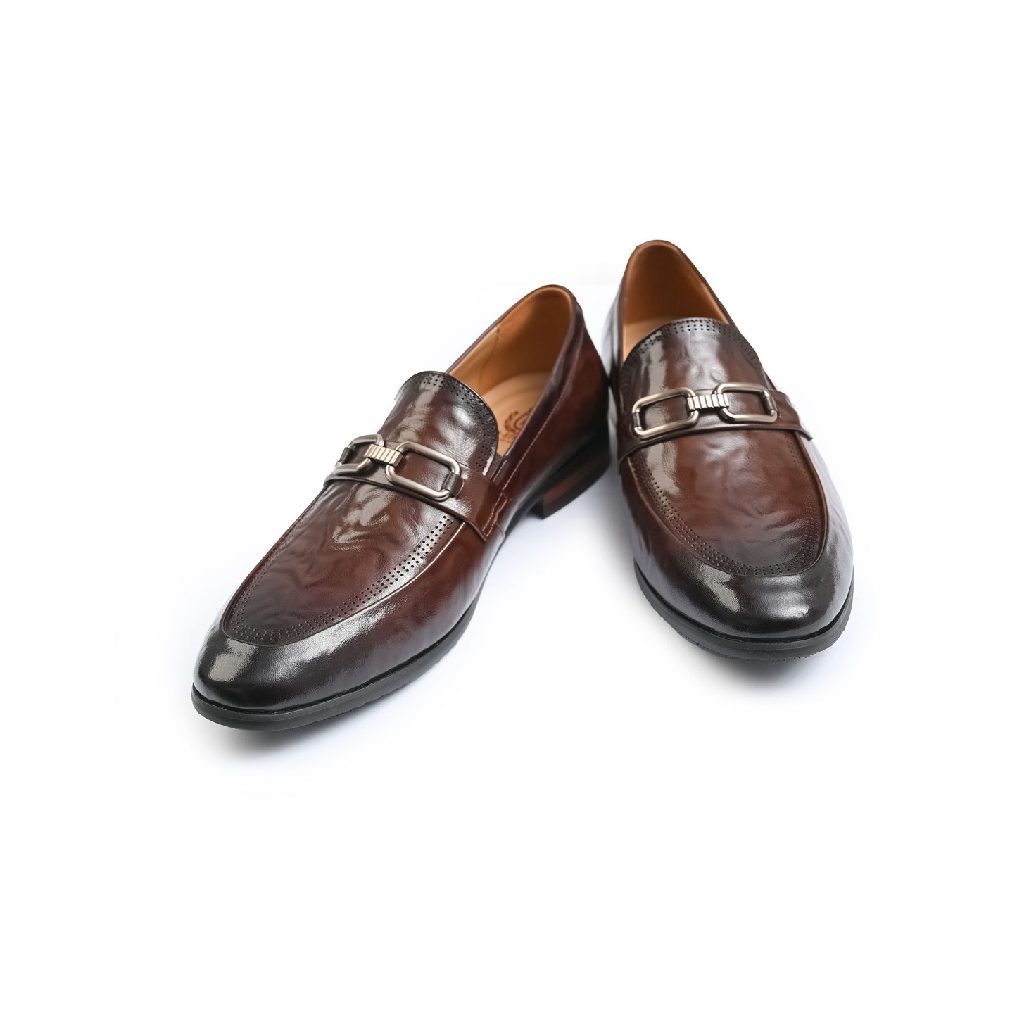 BROWN TEXTURED DOTTED SHOES