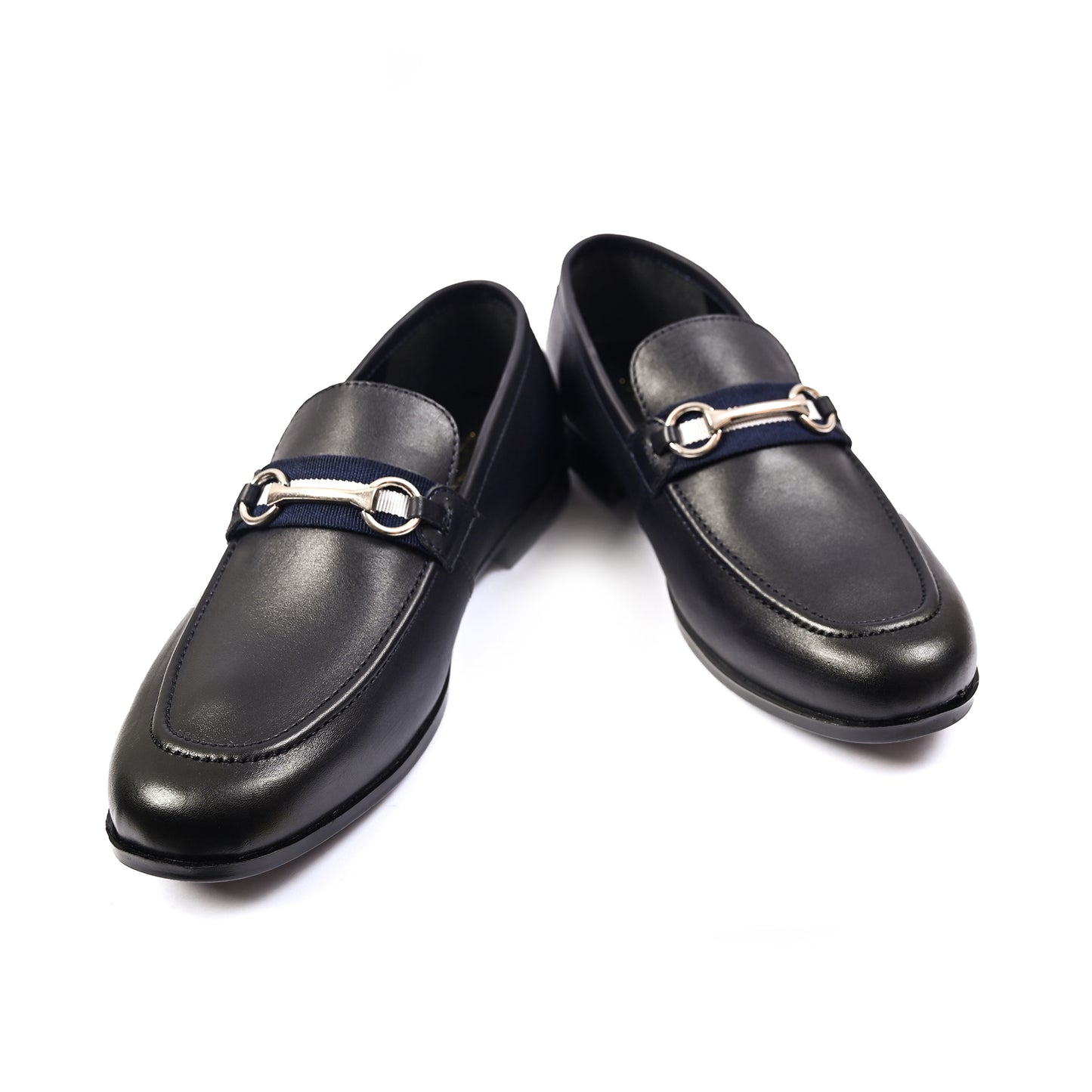 NAVY ANILINE LEATHER SHOES