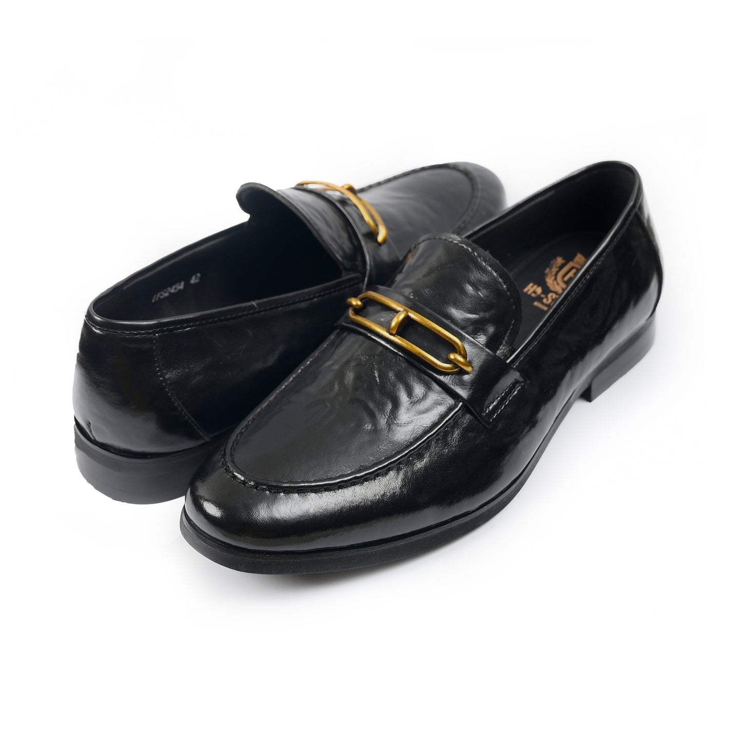 BLACK PATENT BUCKLE SHOES