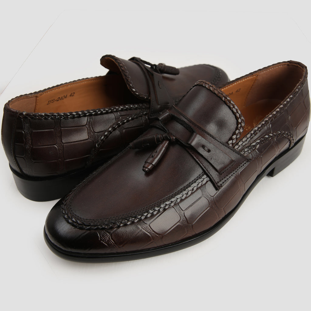 BROWN LEATHER TASSEL SHOES
