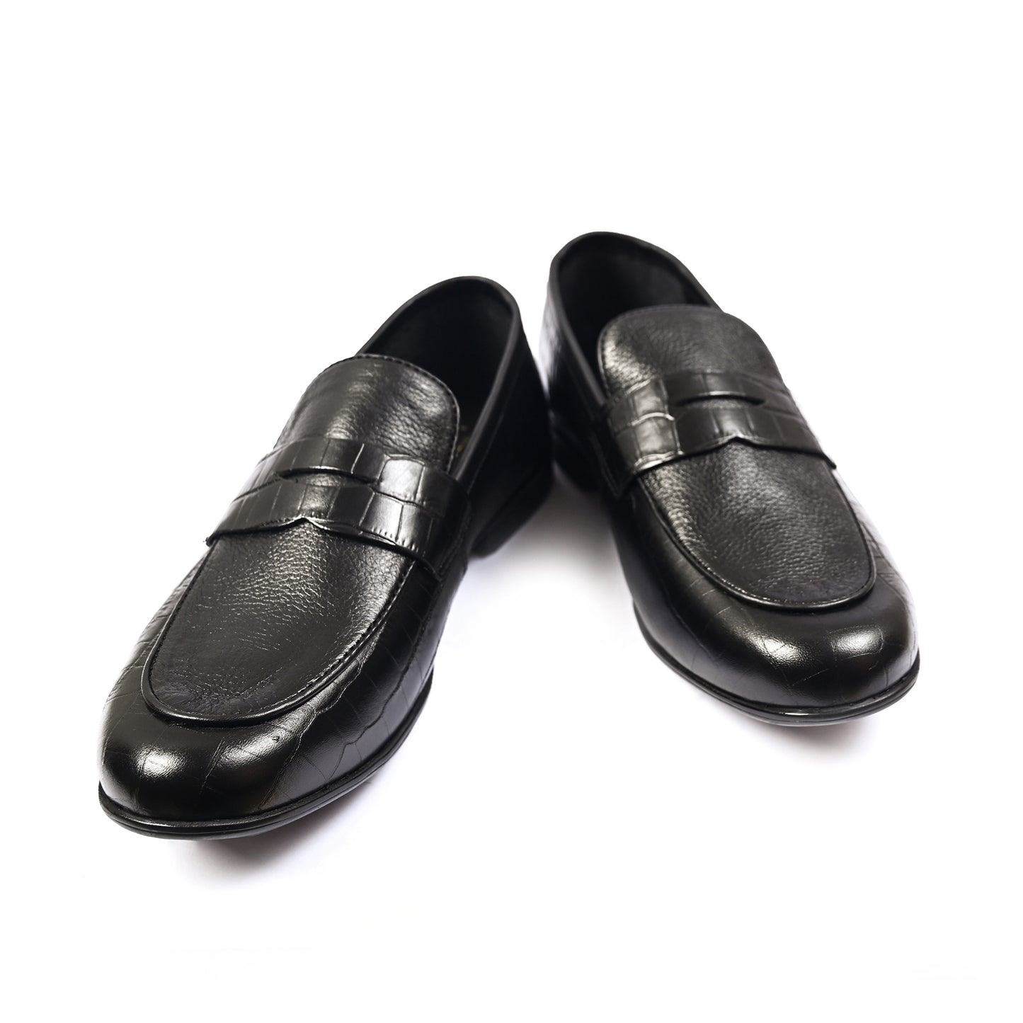 BLACK SPLIT LEATHER SHOES