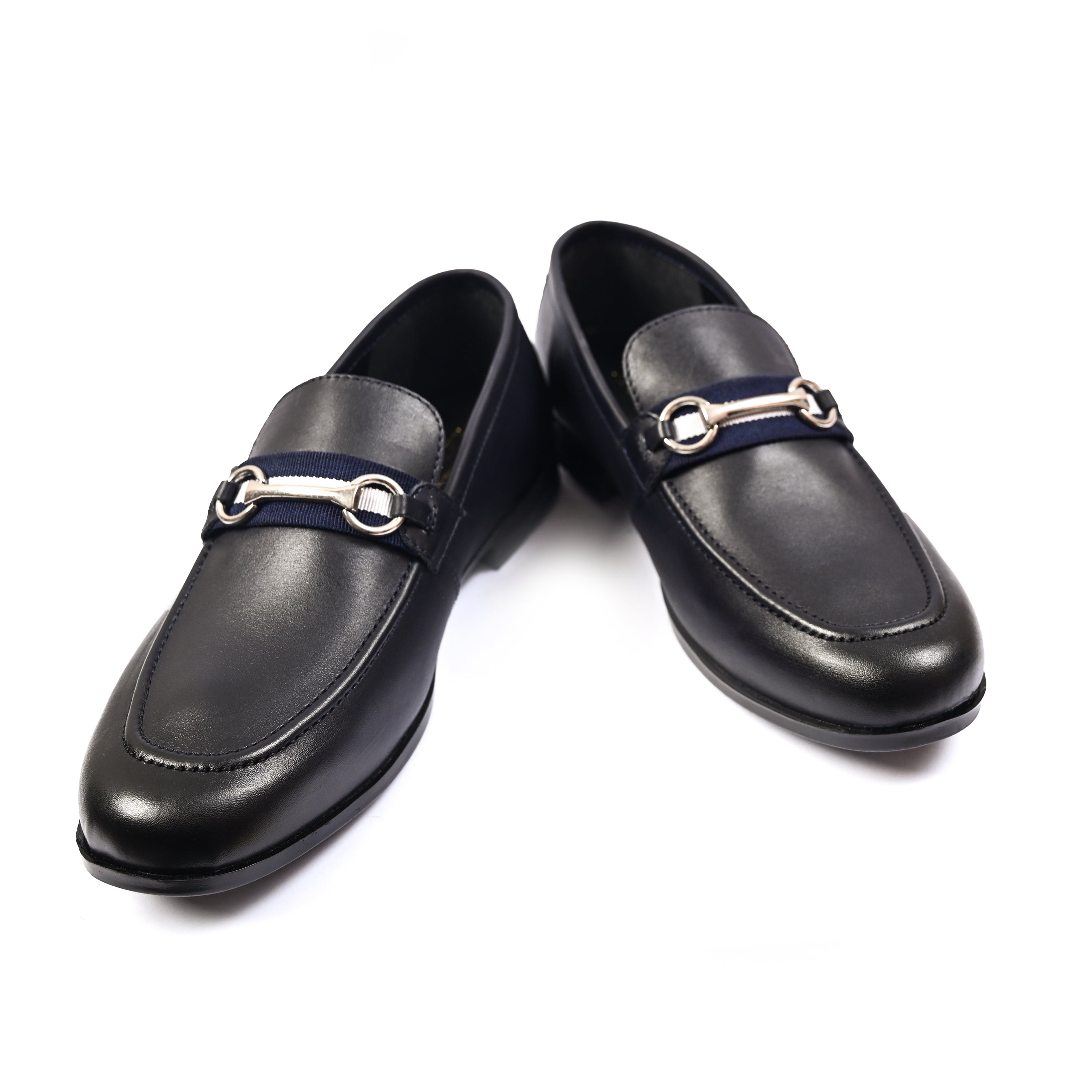 NAVY ANILINE LEATHER SHOES