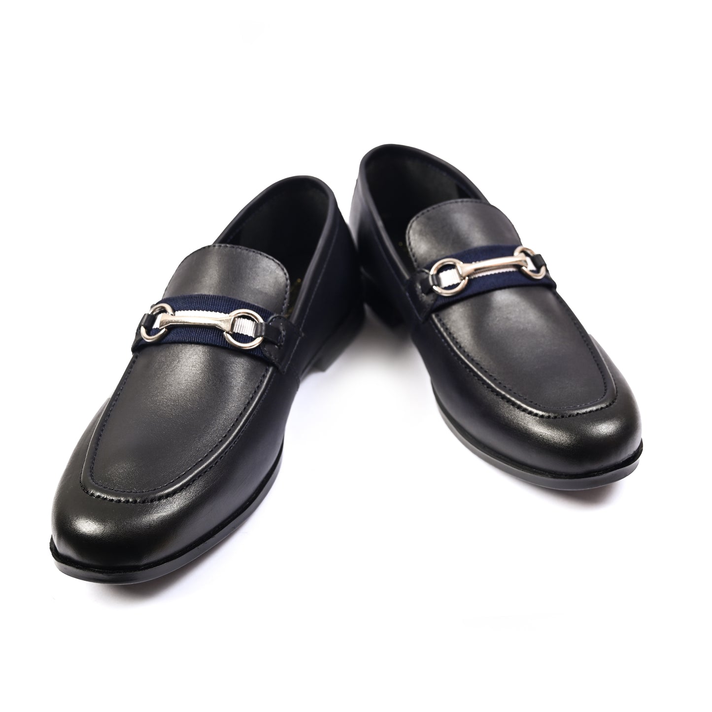 NAVY ANILINE LEATHER SHOES