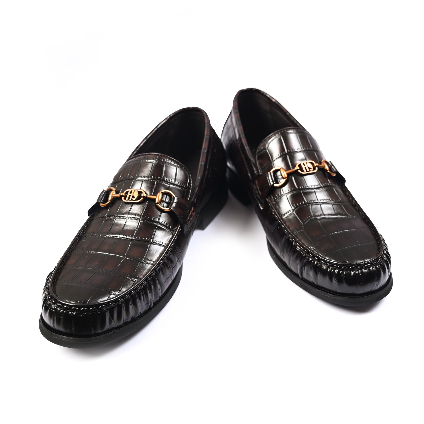 BROWN CROCO TEXTURED SHOES
