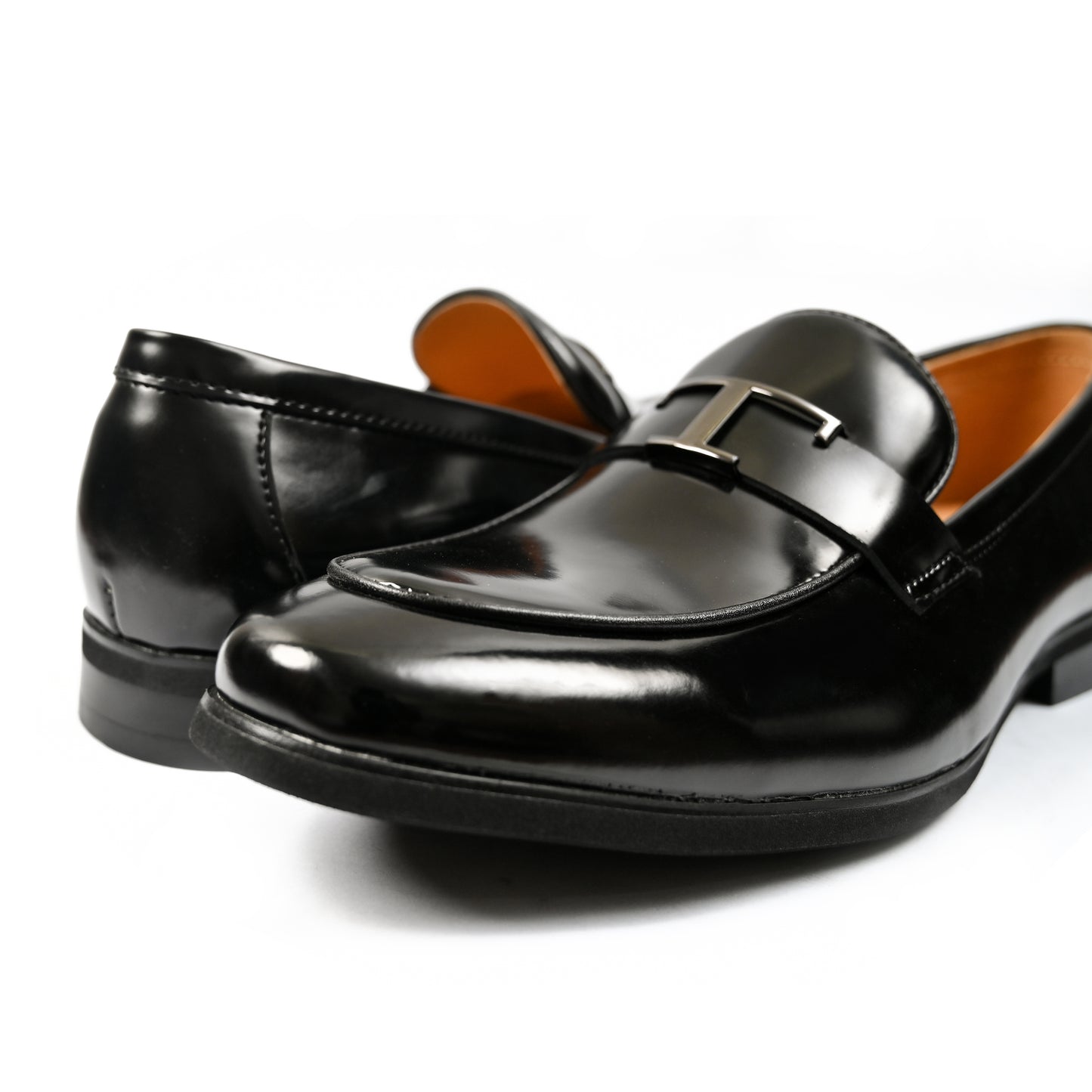 BLACK PATENT BUCKLE SHOES