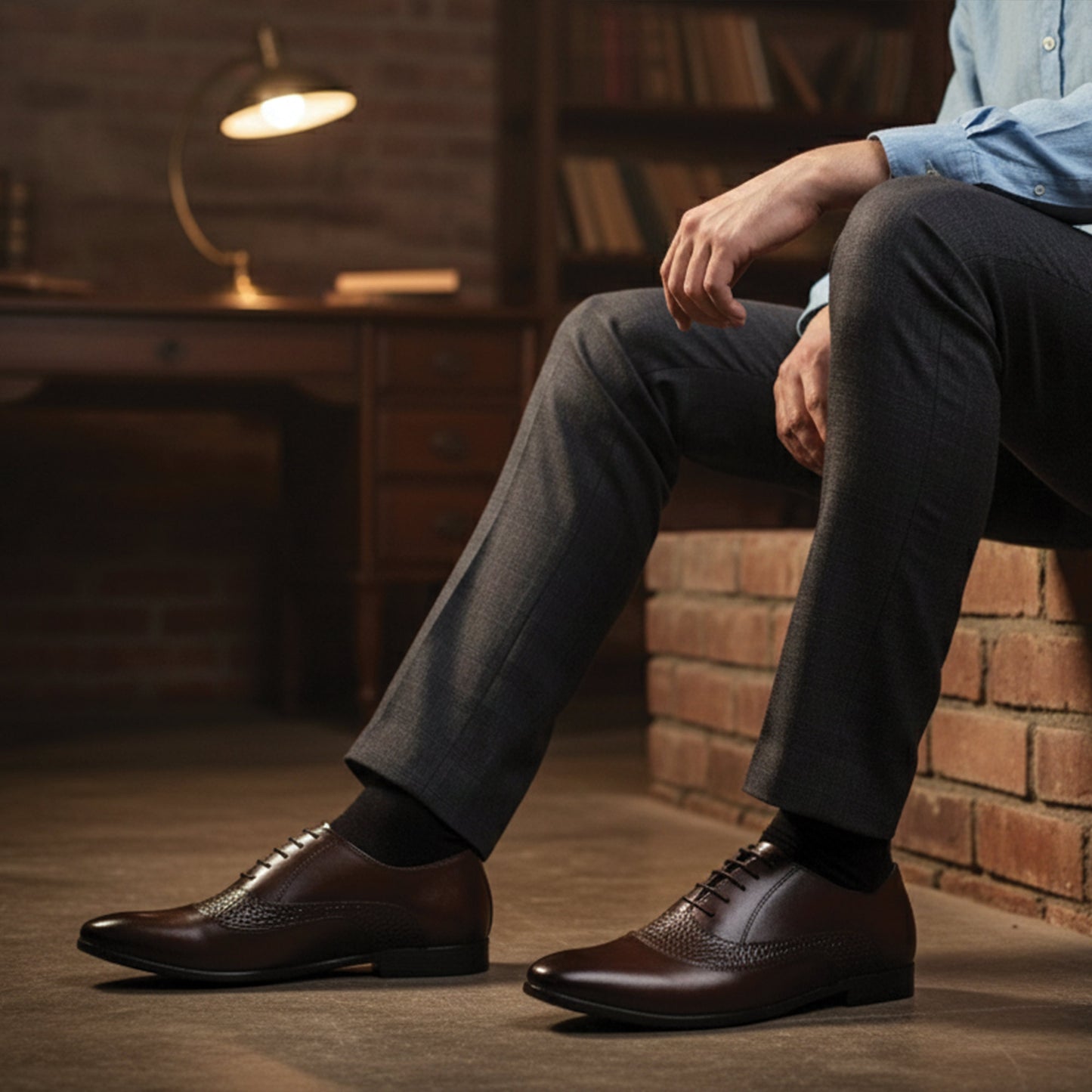 SPLIT LEATHER LACE UP SHOES