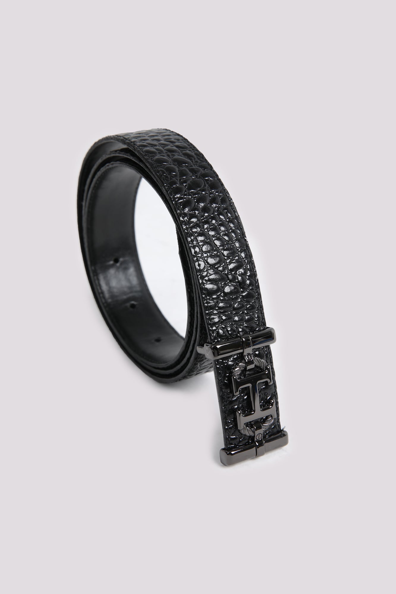 Classic Black Textured Leather Belt