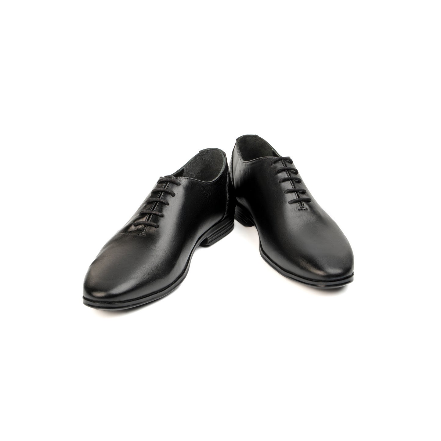 BLACK LEATHER LACEUP SHOES