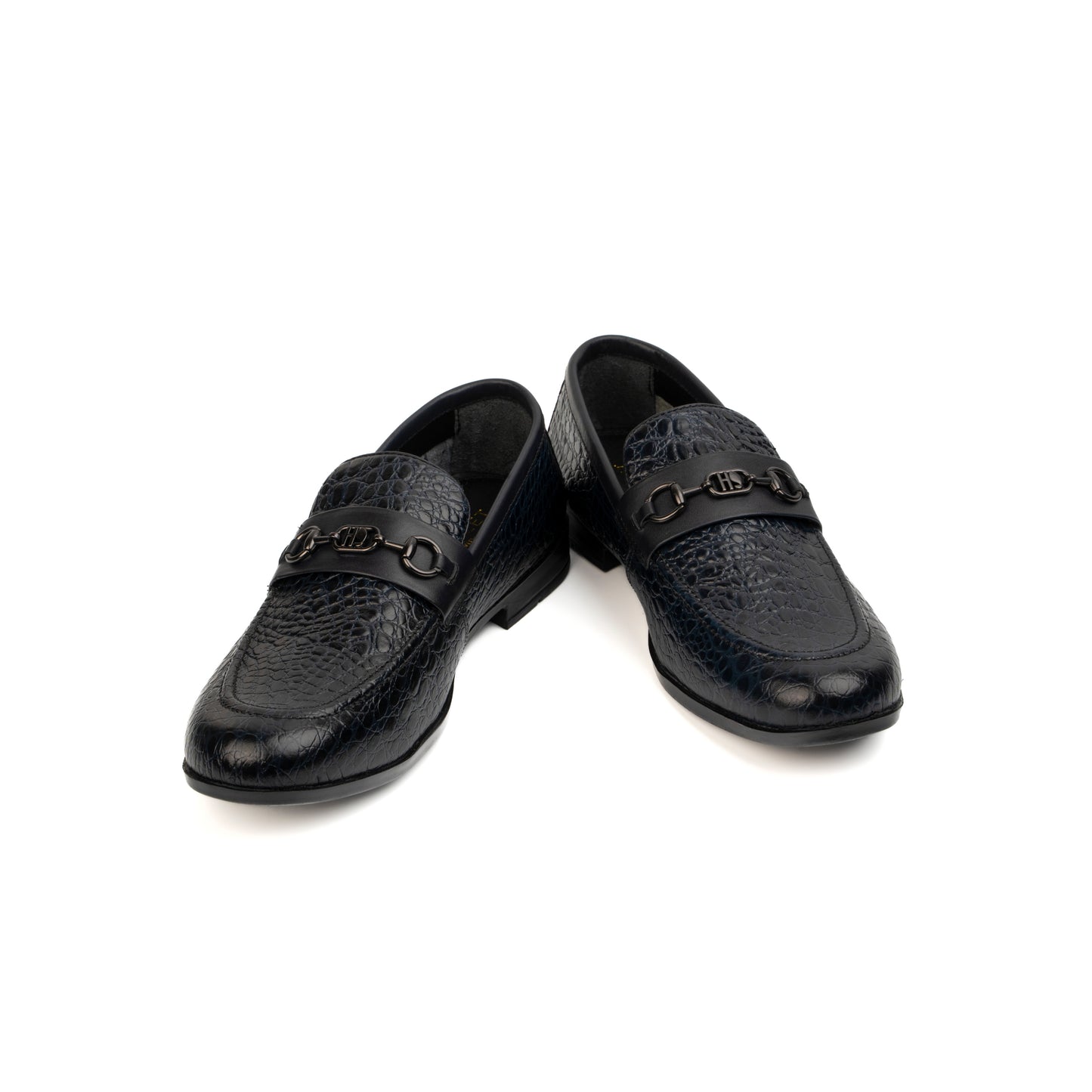 NAVY CROCO TEXTURED SHOES