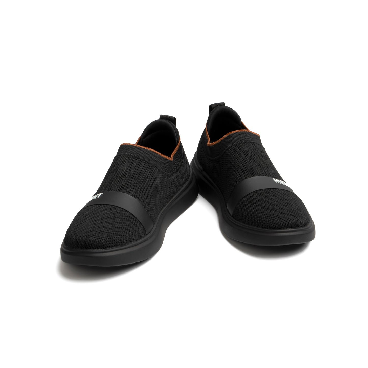 BLACK KNITED SLIP ON SHOES