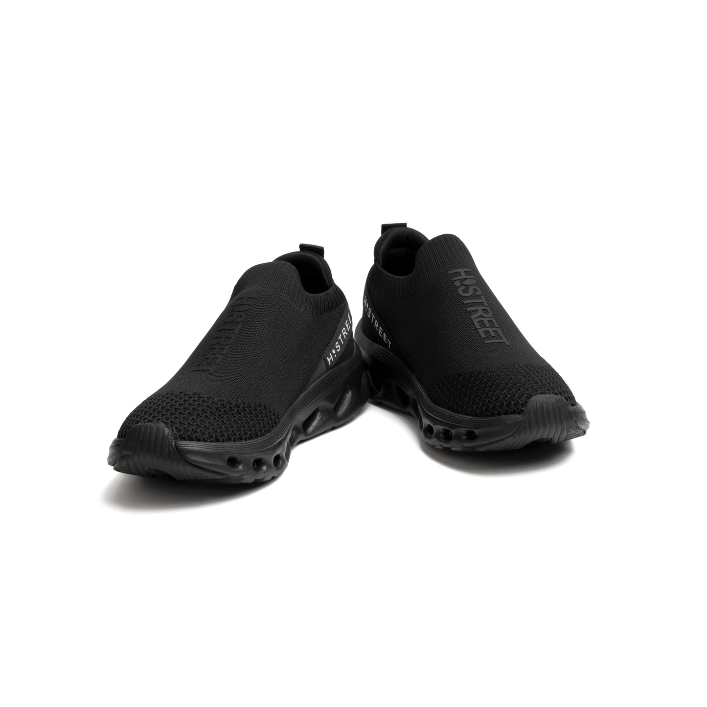BLACK KNITED SLIP-ONS SHOES