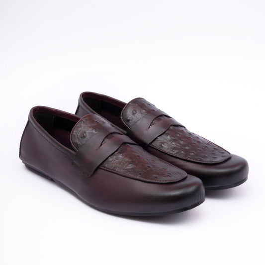 OSTRICH LEATHER TEXTURED MOCCASIN