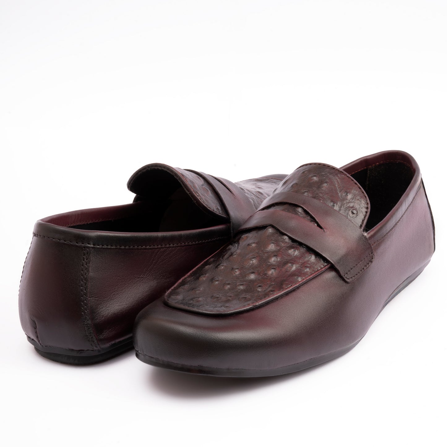 OSTRICH LEATHER TEXTURED MOCCASIN