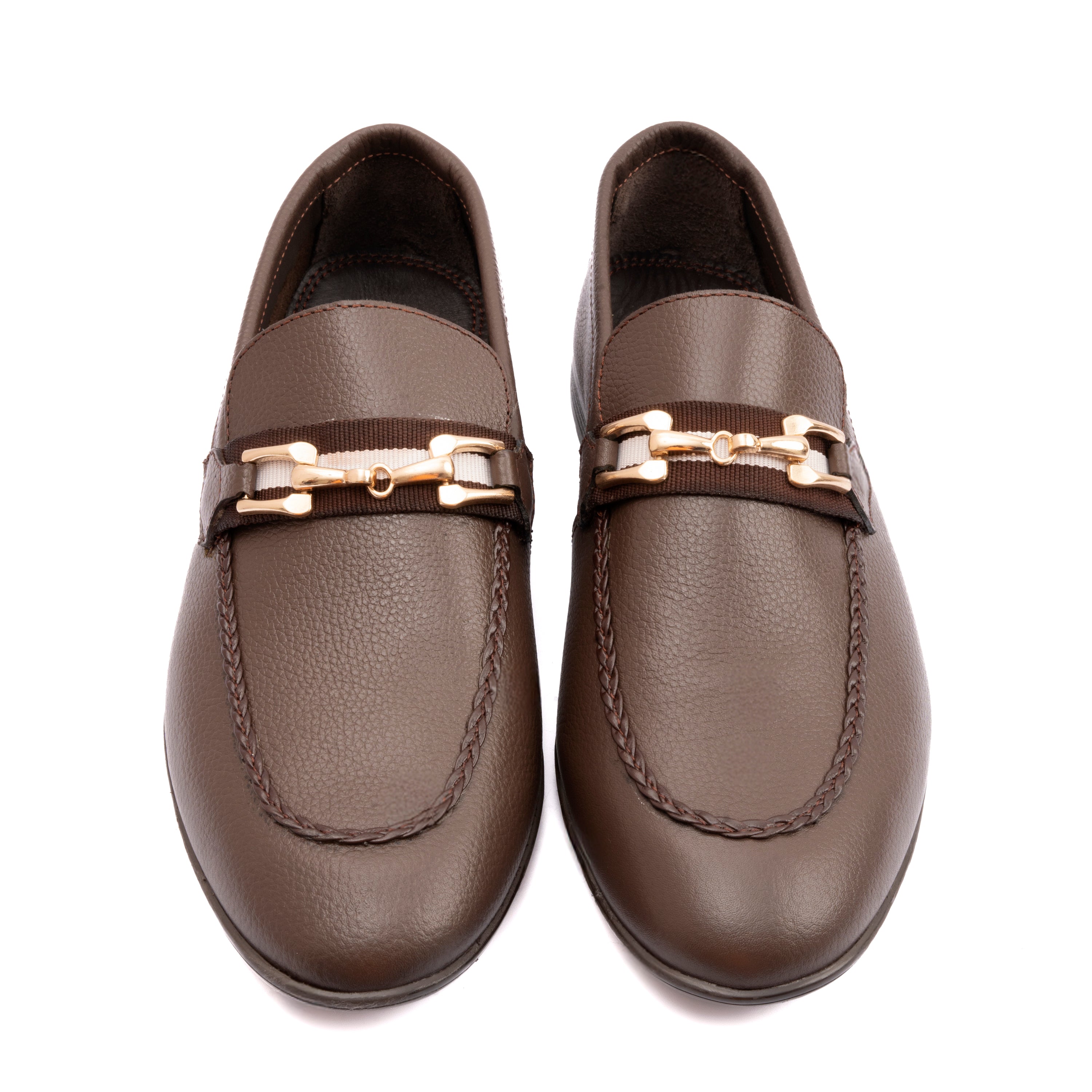 BROWN MILLED LEATHER SHOES