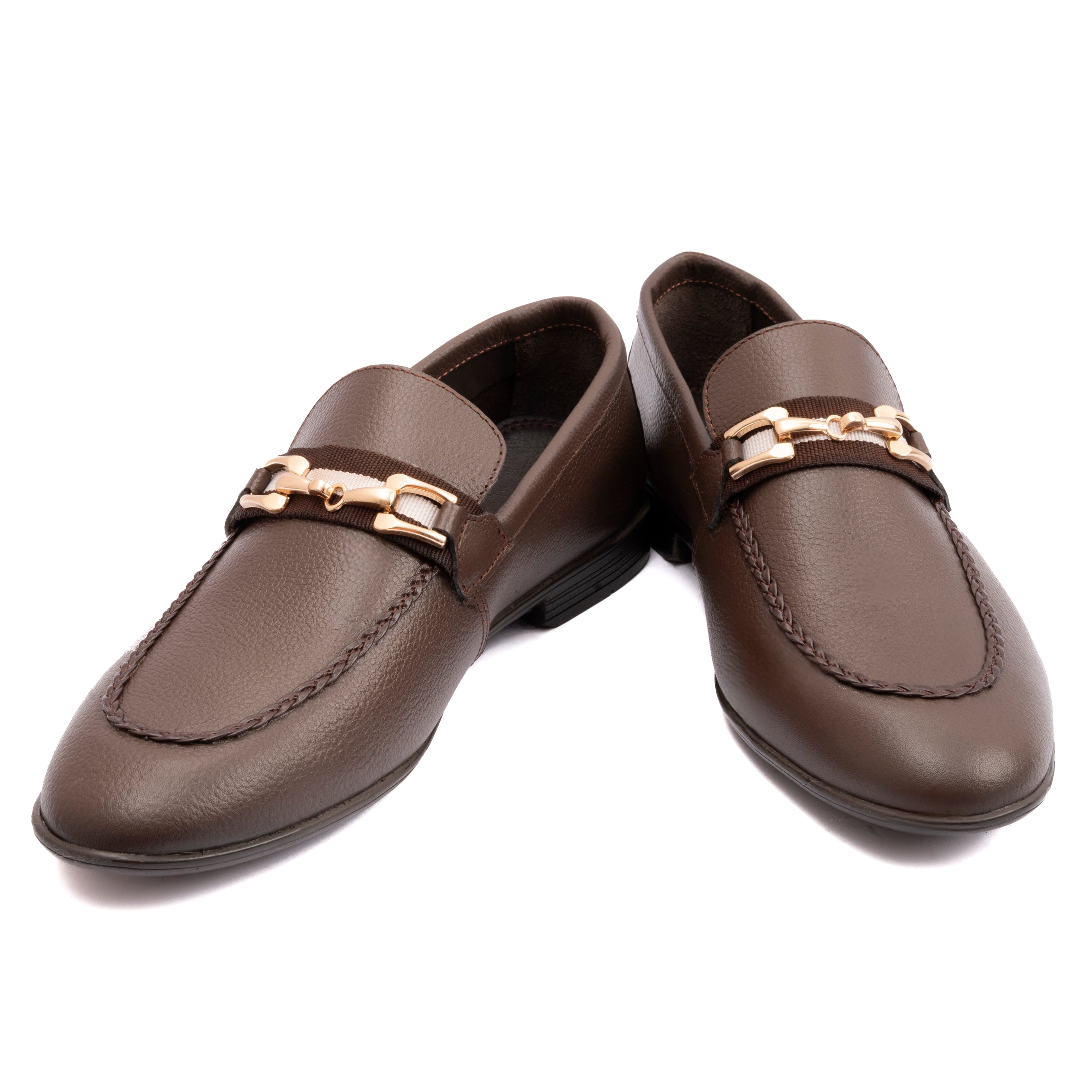 BROWN MILLED LEATHER SHOES