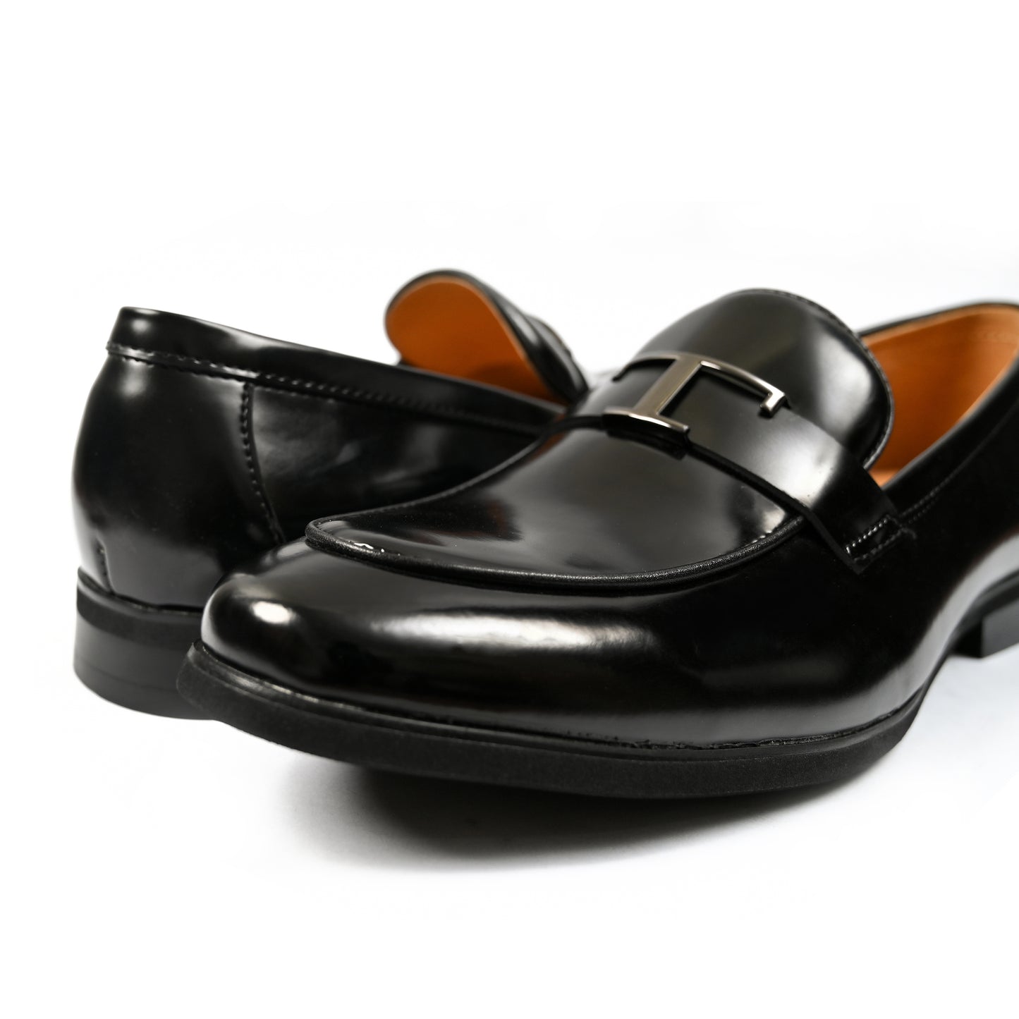 BLACK PATENT BUCKLE SHOES