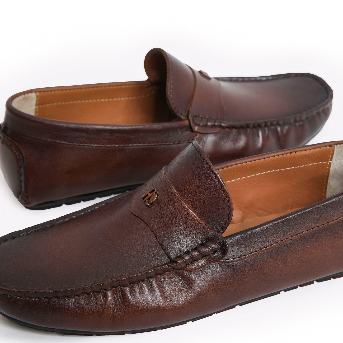 TWO TONE LEATHER MOCCASINS