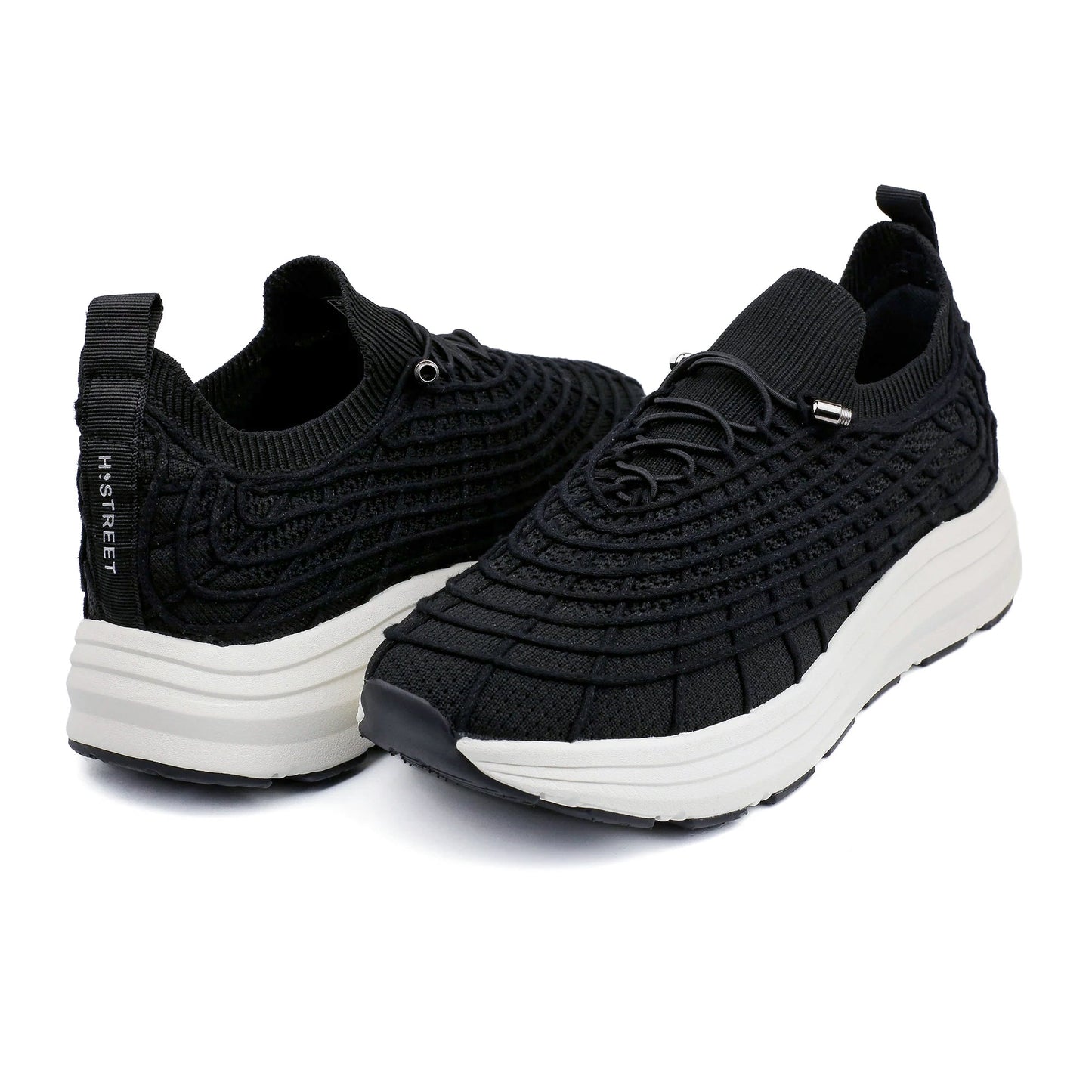 BLACK KNITED COMFORT SHOES - Hi-Street